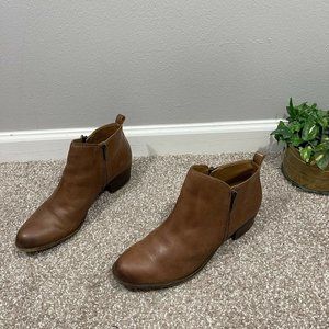 Lucky Brand Womens Basel Brown Leather Ankle Boots Size 12 M Double Zip